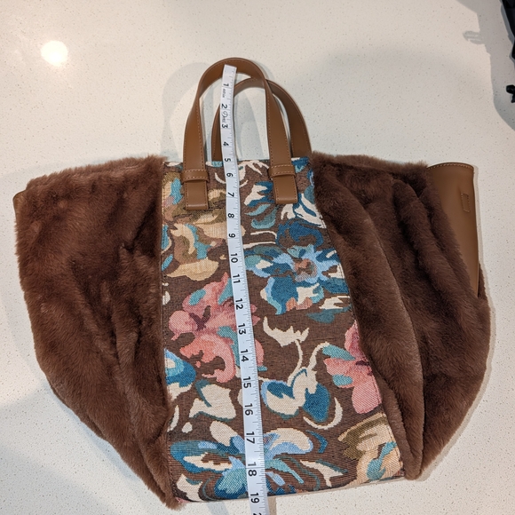 Anthropologie Brown Tote with Floral Tapestry Panel - Picture 7 of 7